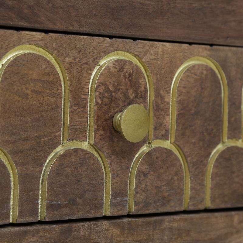 3 Drawers Nightstand for Bedroom, Mid-Century Modern Night Stand Bedside Table with Iron Frame