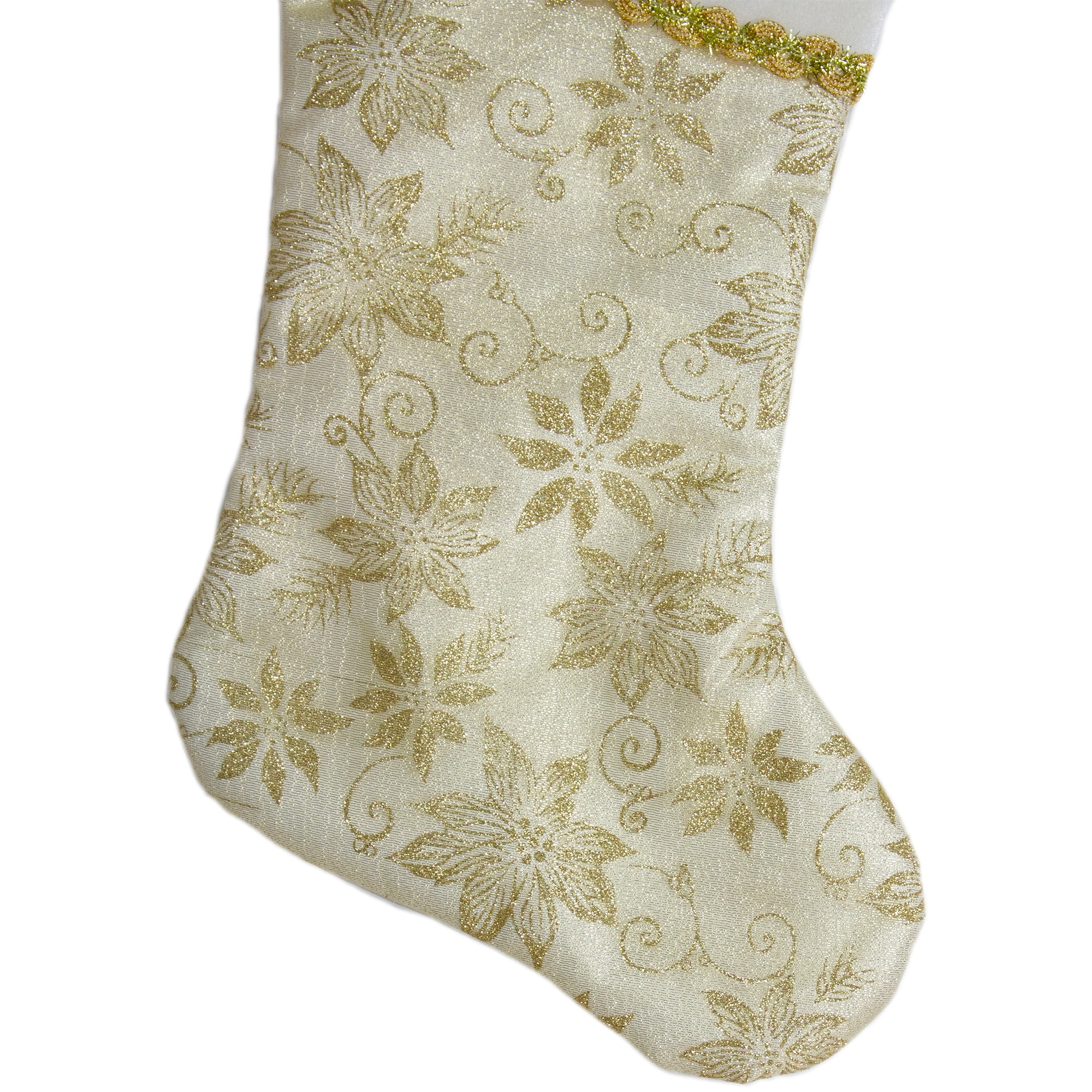 21 Inch White Velveteen Stocking With Silver Snowflakes
