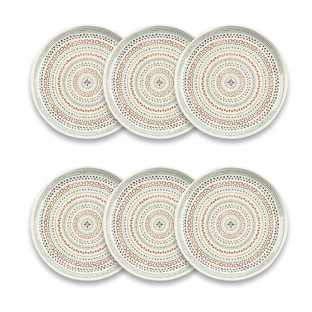 Abode Homewares by TarHong Desert Mandala Salad Plate, Planta Matte, 8.5 x 0.7" , Set of 6