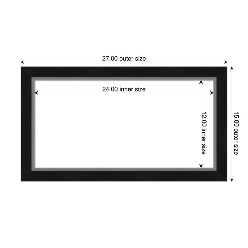 Amanti Art Eva Black Silver Narrow Framed Dry Erase Magnetic Board - 27 x 15 in - Eva Black Silver Narrow