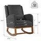 preview thumbnail 16 of 28, Nursery Rocking Chair High Back Armchair with Side Pocket Rubber Wood Legs and Pillow Flannel Chair for Living Room/Bedroom