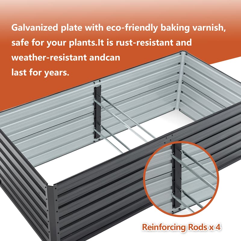 GDFStudio - Olivia Outdoor Galvanized Steel Raised Garden Bed Planter Box
