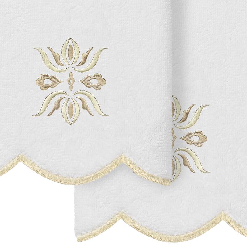 Authentic Hotel and Spa 100% Turkish Cotton FLOWER CREST Scallop Towel Collection