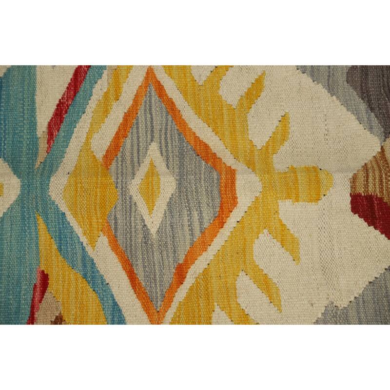Hand Woven Oriental 100% Wool Carpet Southwestern Tribal Multi-Colored Kilim Area Rug - 9' 8'' X 8' 1''