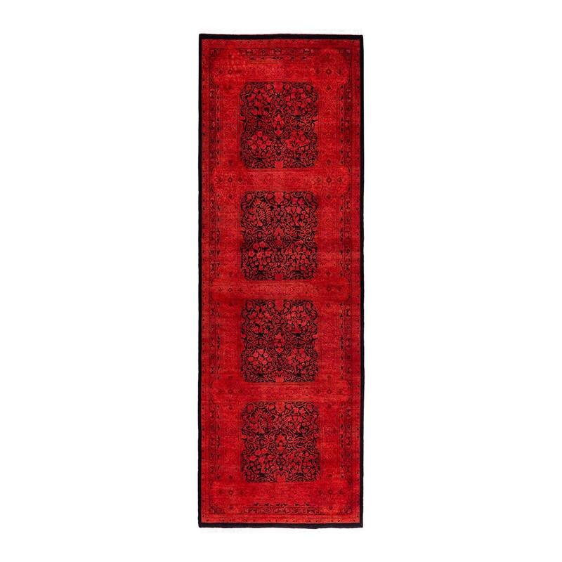 Contemporary Overdyed Wool Hand Knotted Runner - 3' 0" x 9' 0"