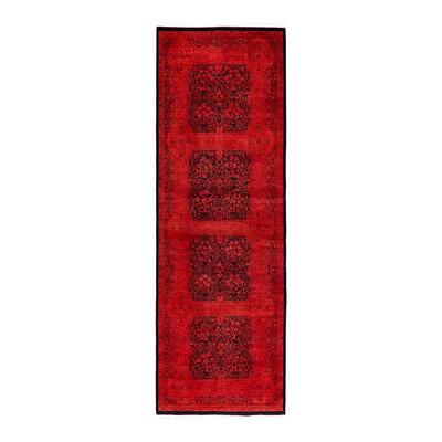 Contemporary Overdyed Wool Hand Knotted Runner - 3' 0" x 9' 0"