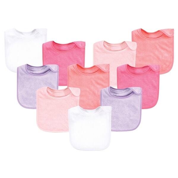 slide 1 of 1, Hudson Baby Infant Girl Rayon from Bamboo Terry Bibs, Pink Lilac, One Size - Pink Lilac - One Size One Size - Pink Lilac