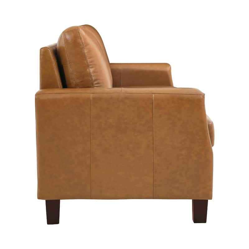 83.9" Genuine Leather Upholstered 3-Seater Sofa with Solid Wood Legs