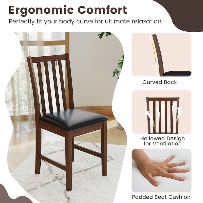 Gymax Wooden Dining Chair Set of 4 w/Rubber Wood Frame & Padded Seat &