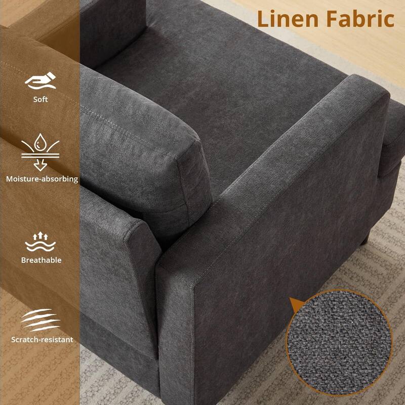 Soft & Padded Chair, Mid-Century Sofa Chair for Bedroom