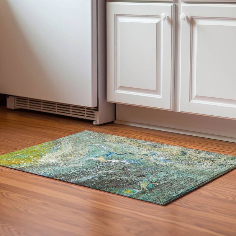 Premium Washable Super Soft Contemporary Mayfield Rug - Teal - 1' 8" x 2' 6" - Rectangle