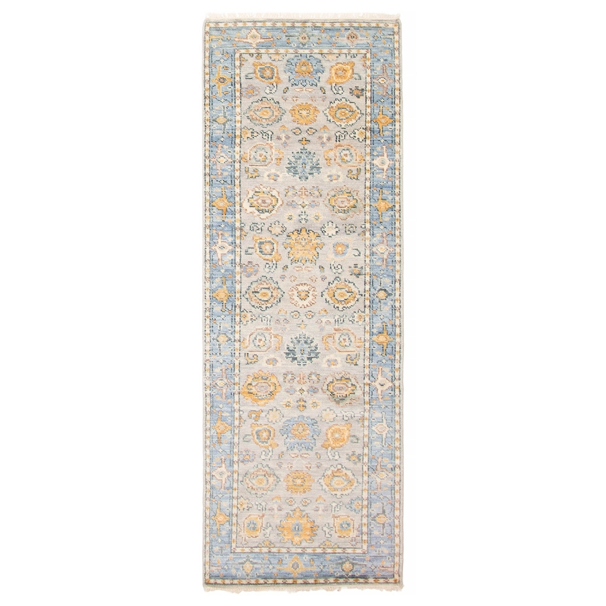 ECARPETGALLERY Hand-knotted Modern Oushak Grey Wool Rug - 2'9 x 8'0