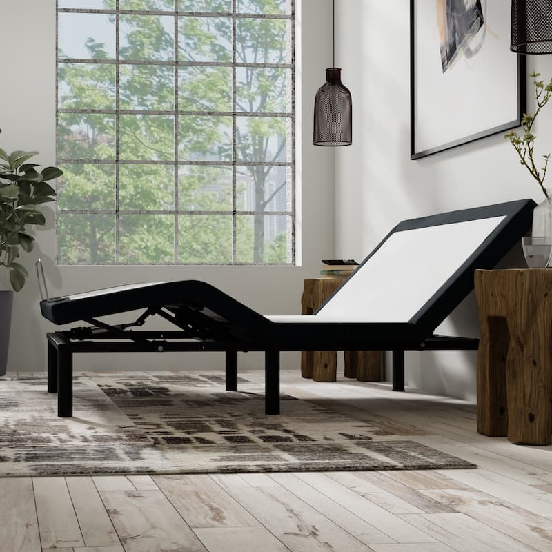 Queen Size Metal Smart Adjustable Platform Bed Base with Massage, USB Ports and LED Night Light