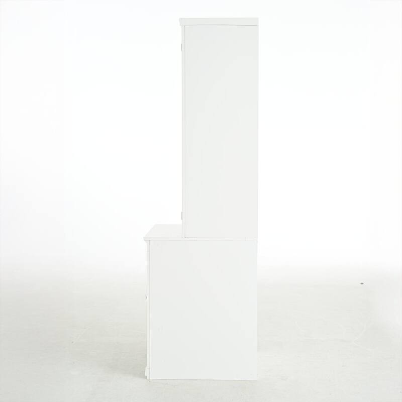 75.25'' Tall Display Cabinet with Single Tempered Glass Door, China Cabinet Hutch Cabinet with Double-Action LH & RH Door