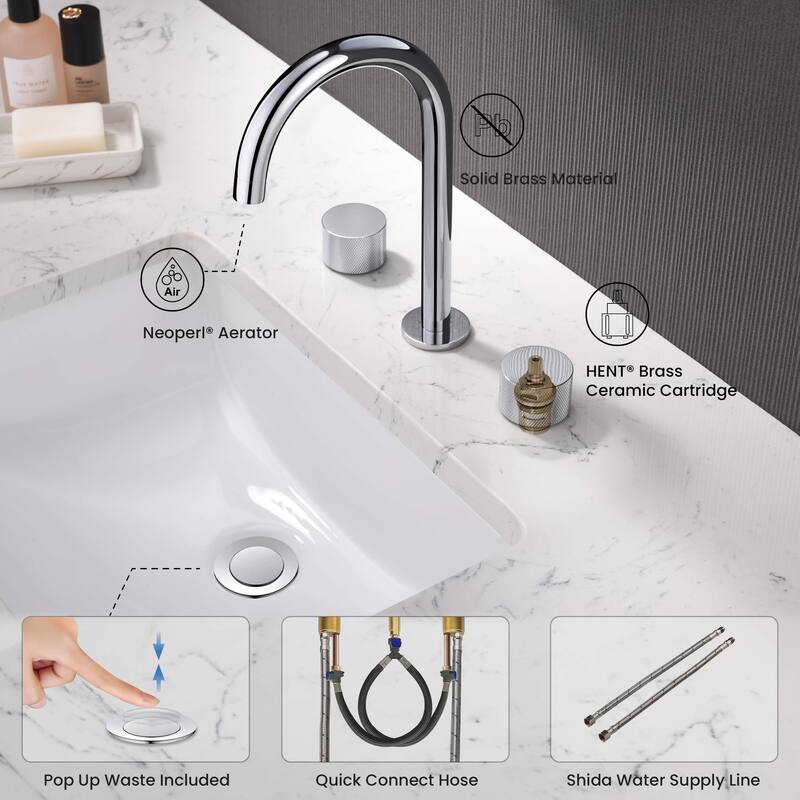 Circular X 8" Bathroom Sink Widespread Faucet with Drain Assembly