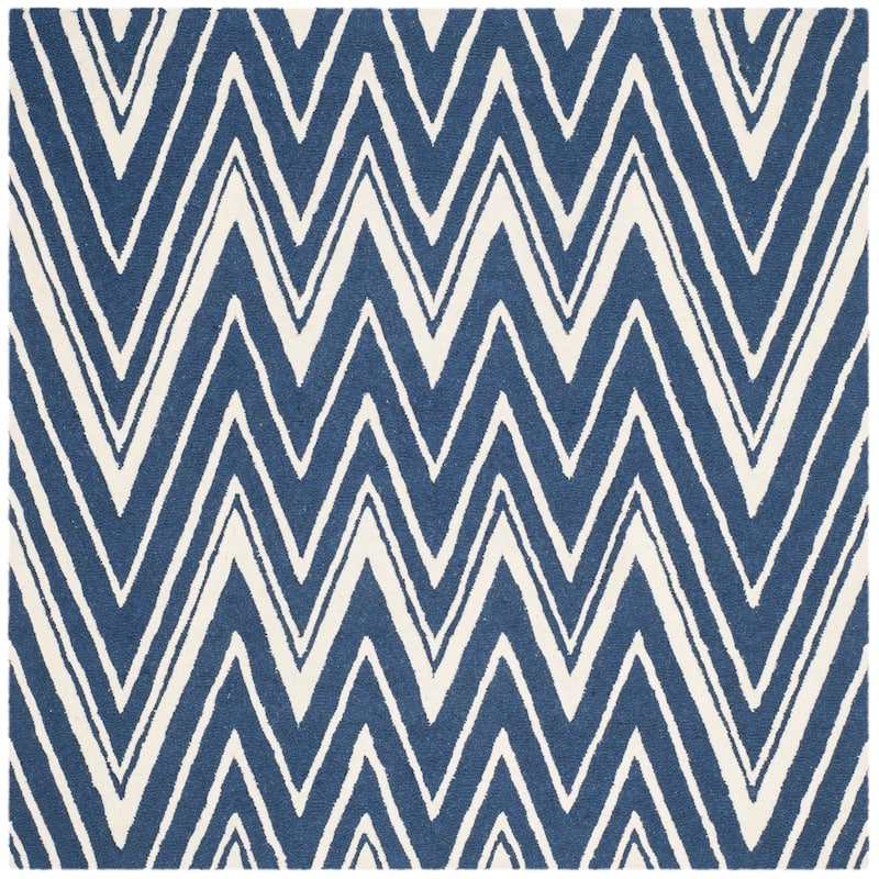 SAFAVIEH Handmade Cambridge Fumiko Modern Moroccan Wool Rug - 6' Square - Navy/Ivory
