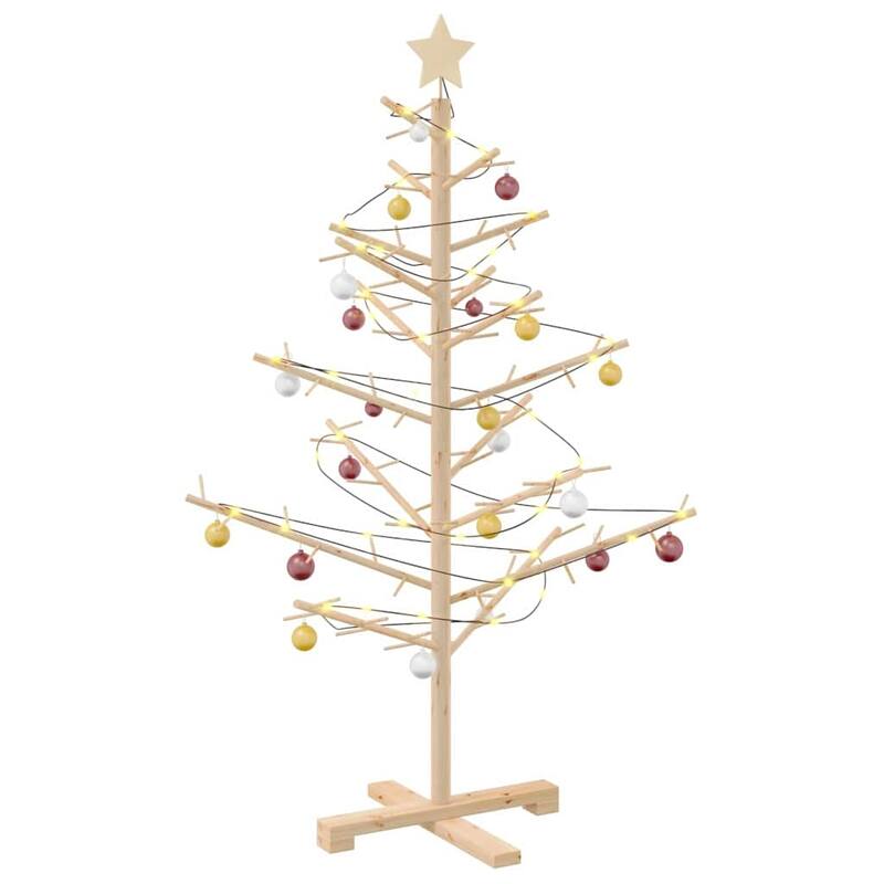vidaXL Wooden Christmas Tree with Stand Natural/Brown Solid pine wood