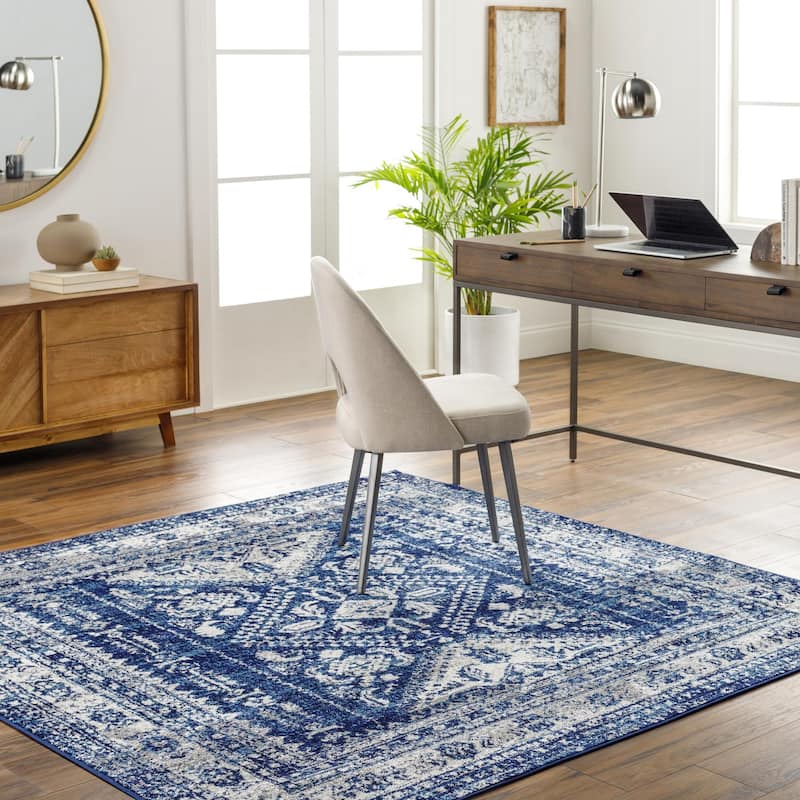 Livabliss Monte Carlo Updated Traditional Medallion Area Rug - Navy - 7' 10" x 10' 2"