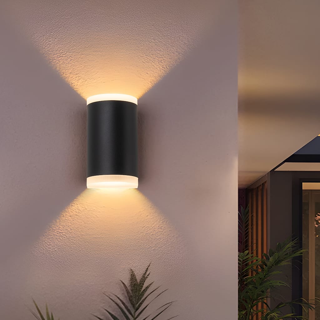 7.4"H LED Semi Cylinder Up and Down Lights Outdoor Waterproof Wall Light 3000k 20W - 7.5"