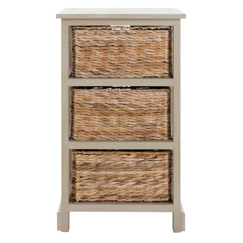 SAFAVIEH Evaline Distressed Black 3 Wicker Basket Storage Unit - 17.3" x 13.4" x 29.5" - 17Wx13Dx30H