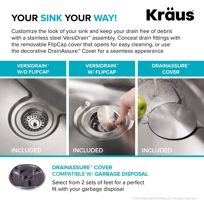 Kraus Dex 17" Single Basin 16 Gauge Stainless Steel Kitchen Sink for