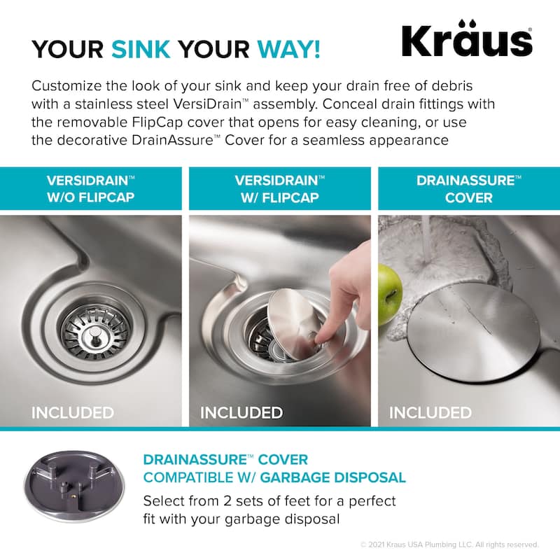 Kraus Dex 33" Double Basin 16 Gauge Stainless Steel Kitchen Sink for