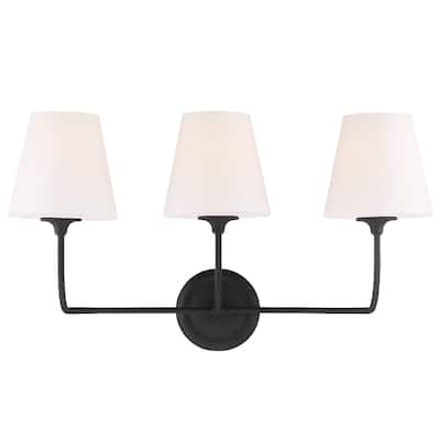 Libby Langdon for Crystorama Sylvan 3 Light Black Forged Bathroom Vanity - 23.25'' W x 13.25'' H x 9.75'' D
