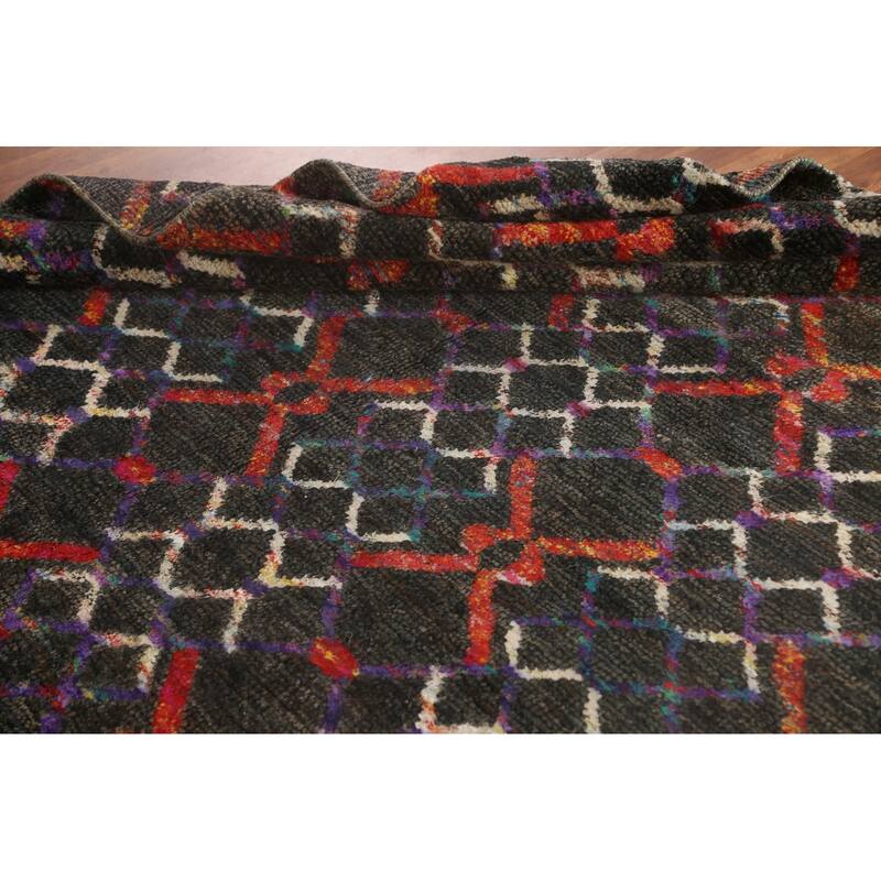 Trellis Abstract Persian Area Rug Hand-Knotted Wool Carpet - 5'8" x 8'6"