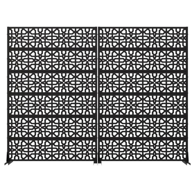 Rectangle Outdoor Privacy Screens Metal Screen Fence Panel Set of 2