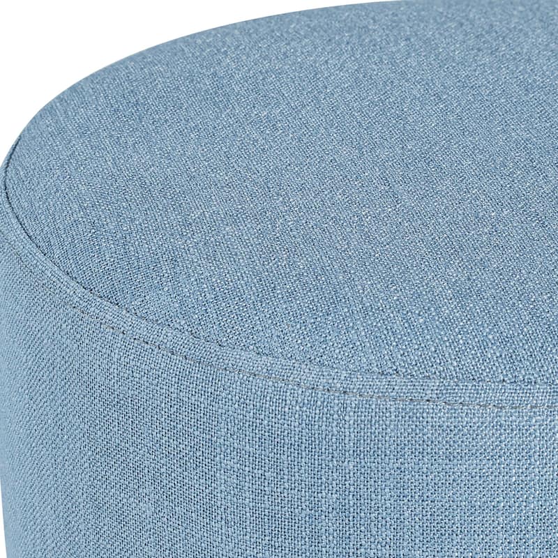 Adeco Round Ottoman Fabric Footrest Modern Padded Chair Footstool