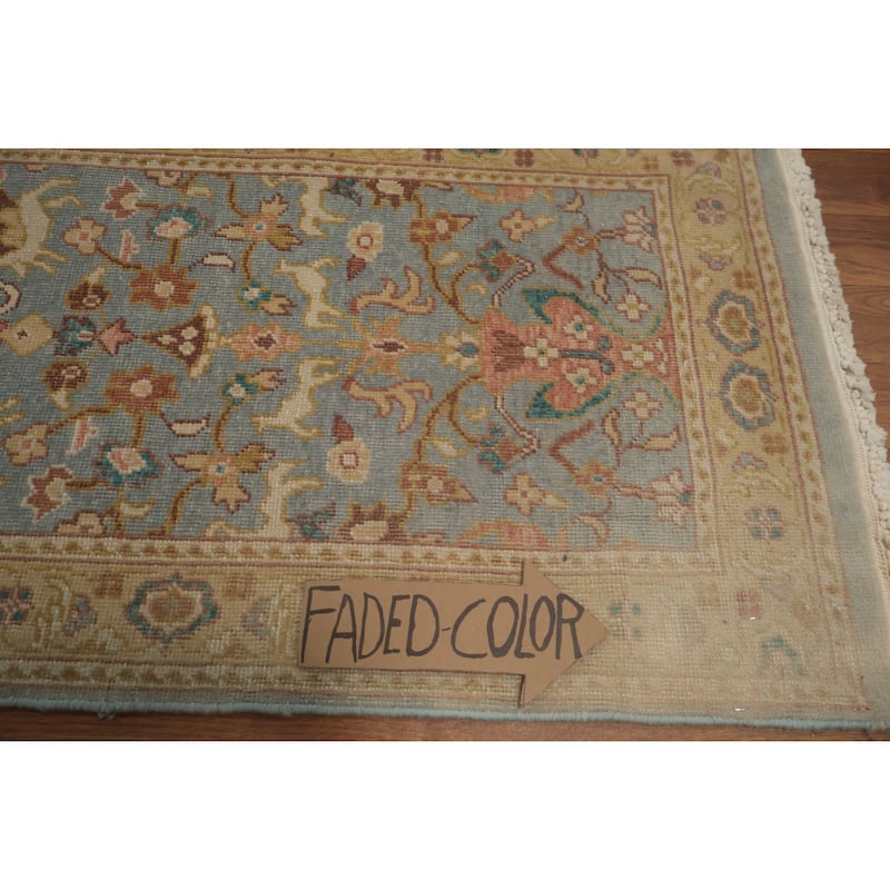 Hand Knotted Oriental 100% Wool Carpet Traditional All-Over Navy Blue & Blues Ziegler Area Rug - 3' 9'' X 2' 0''