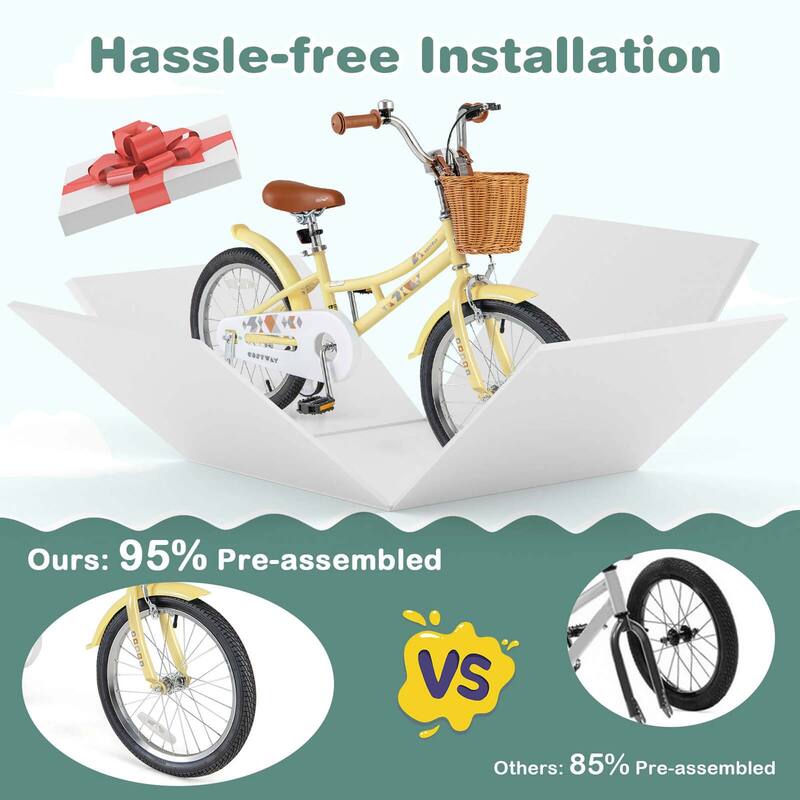 Costway 12"/14"/16"/18" Kids Bike with Height Adjustable Handlebar - See Details
