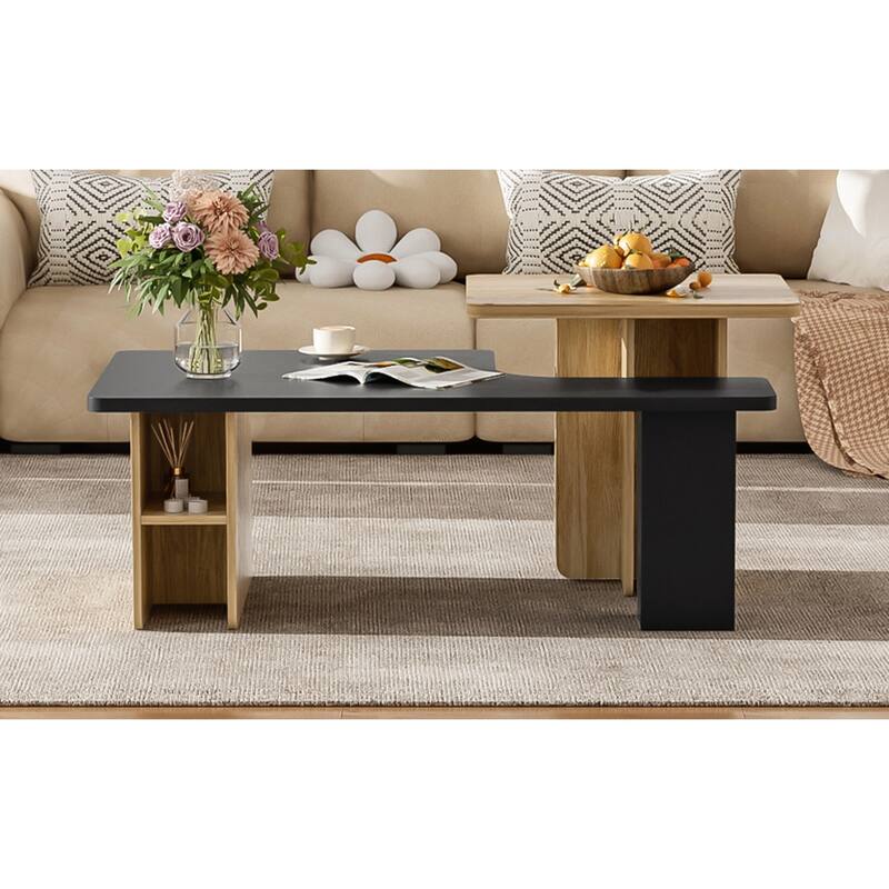 U-Can Set of 2 Nesting Coffee Tables with Durable Particle Board, Versatile and Stylish for Modern Living Rooms
