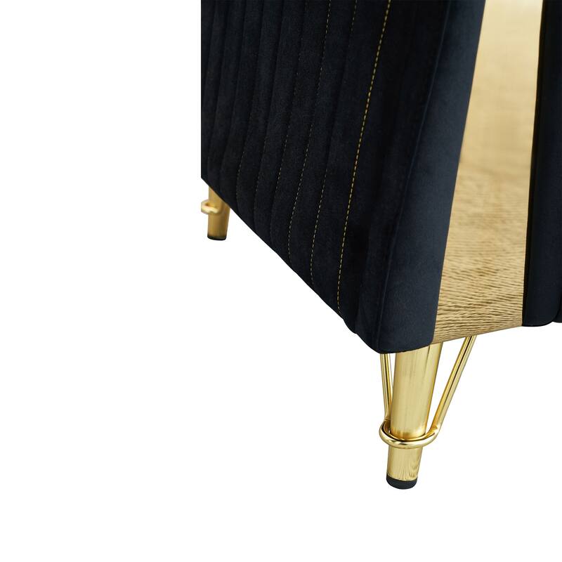 89'' Modern Tufted Velvet Living Room Sofa, Black