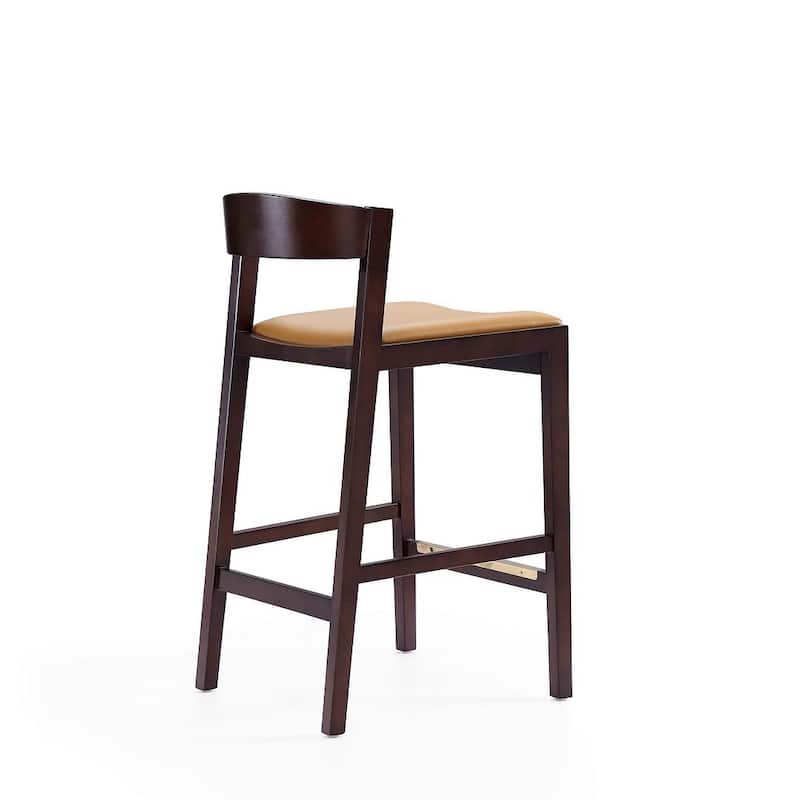 Manhattan Comfort Klismos 36.75 in. Dark Walnut Beech Wood Counter Height Bar Stool (Set of 3)