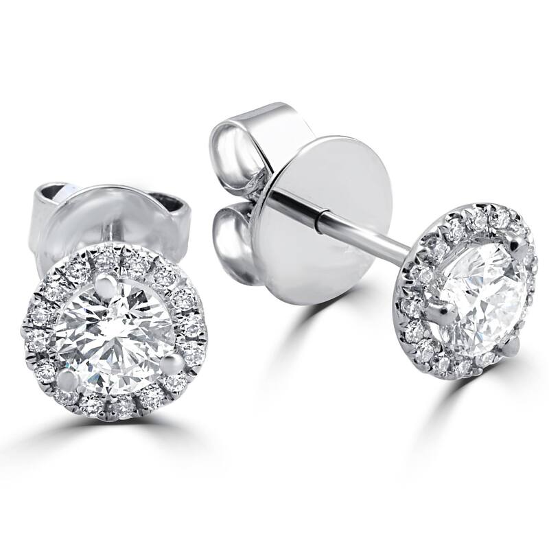 1/2ct Round Diamond Halo Studs White Gold