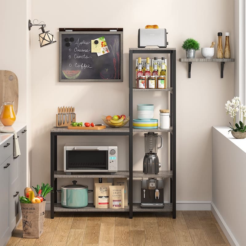 5-Tier L Shaped Kitchen Bakers Rack with Storage Shelf