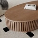 preview thumbnail 45 of 97, Modern Solid Wood Veneered Round/Oval Coffee Tea Table with Storage.