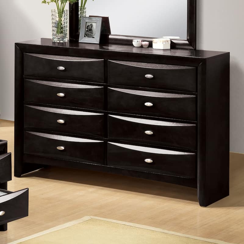 Furniture of America Brent Traditional 8-Drawer Solid Wood Dresser - Black