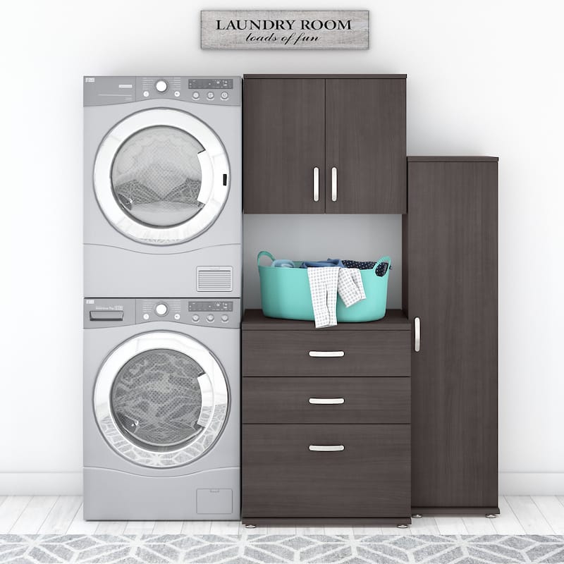 Universal 3 Piece Modular Laundry Storage by Bush Business Furniture - Storm Gray