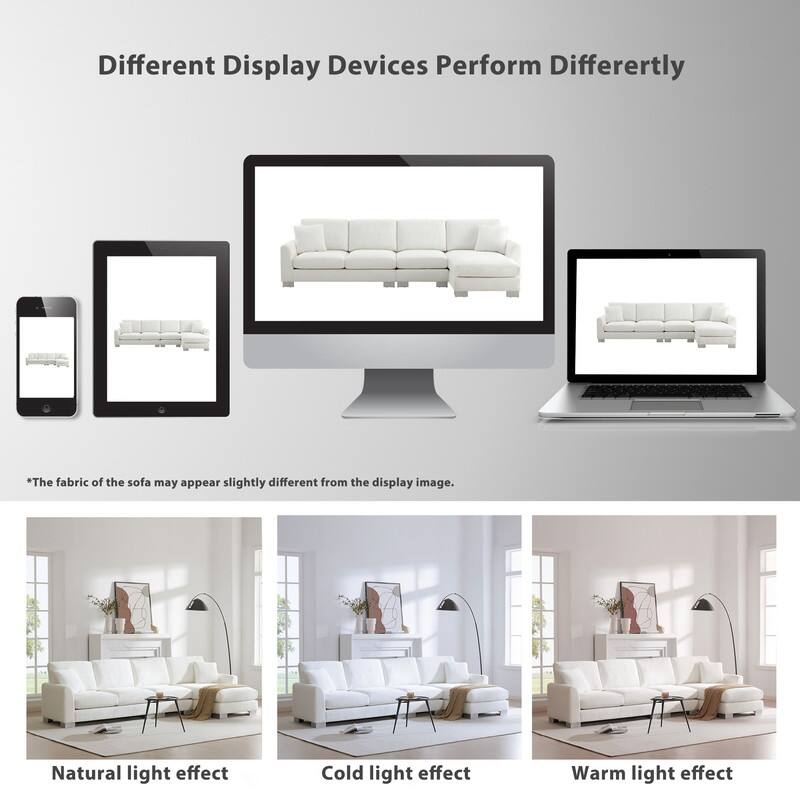 119" Modern Four-Seat L-Shaped Sofa with Two Pillows