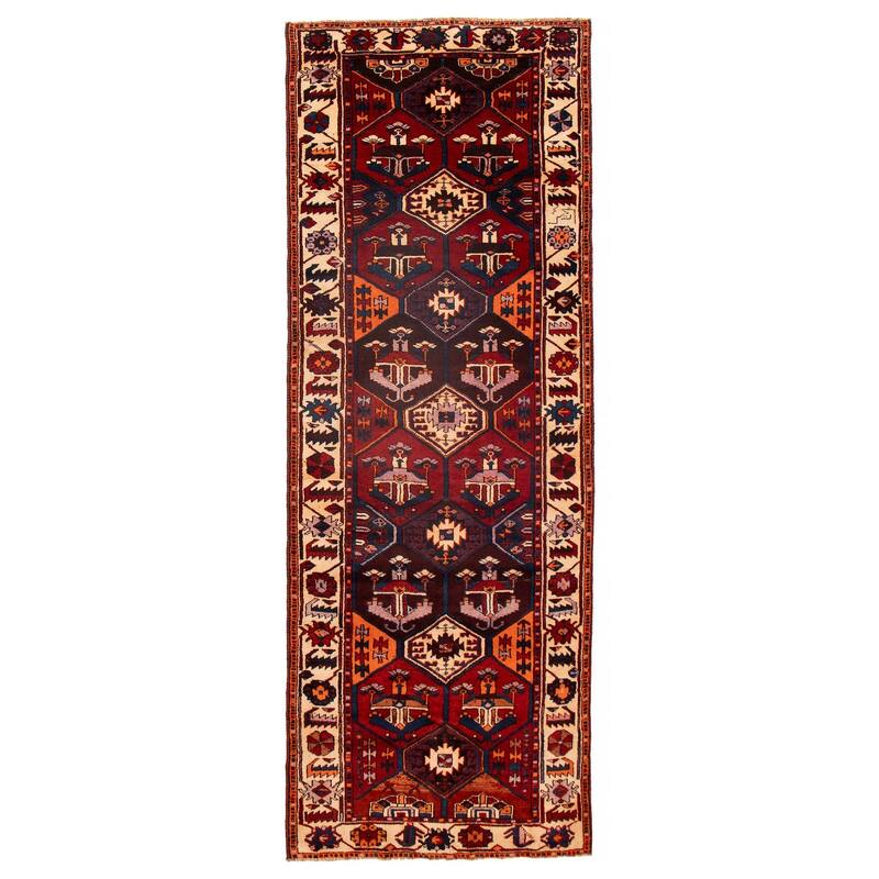 ECARPETGALLERY Hand-knotted Melis Vintage Dark Red Wool Rug - 5'3 x 13'2 - Dark Red - 5'3 x 13'2