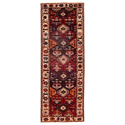 ECARPETGALLERY Hand-knotted Melis Vintage Dark Red Wool Rug - 5'3 x 13'2