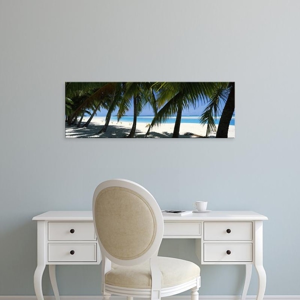 Easy Art Prints Panoramic Images's 'Palm trees on the beach, Aitutaki, Cook Islands' Premium Canvas Art