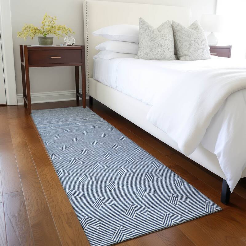 Machine Washable Indoor/ Outdoor Chantille Contemporary Stripe Rug