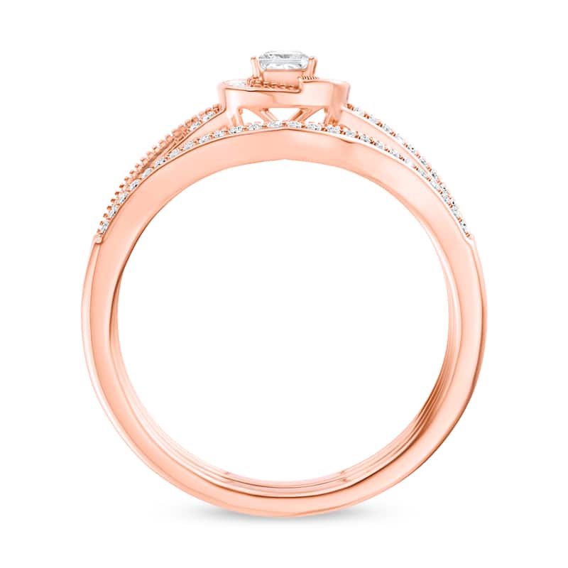 1/3ct TDW Diamond Halo Bridal Set in 10K Gold for Women