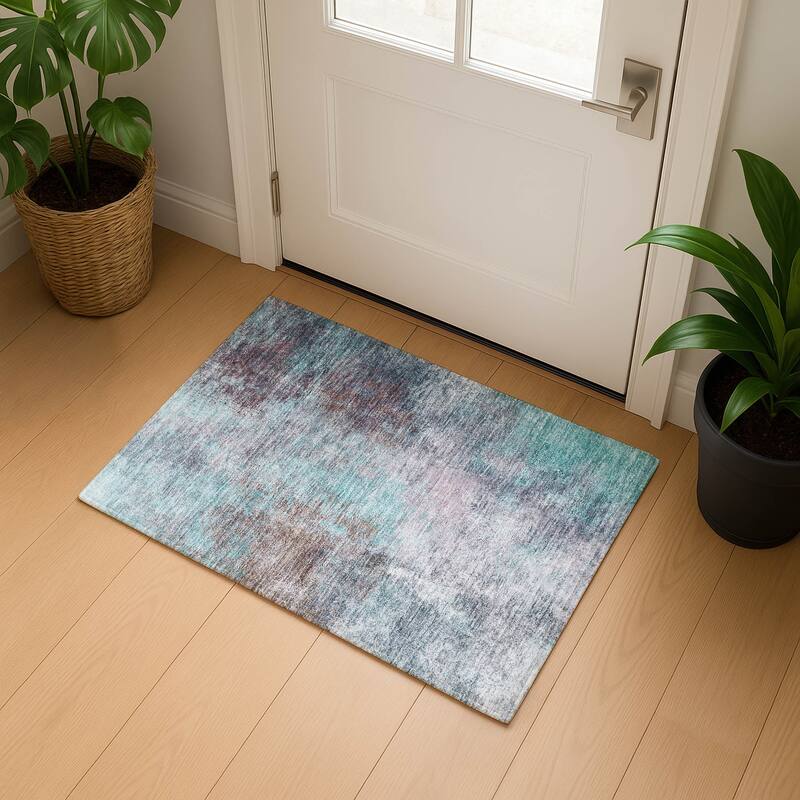 Premium Washable Super Soft Ombre Solid Mayfield Rug - Teal - 1'8" x 2'6"