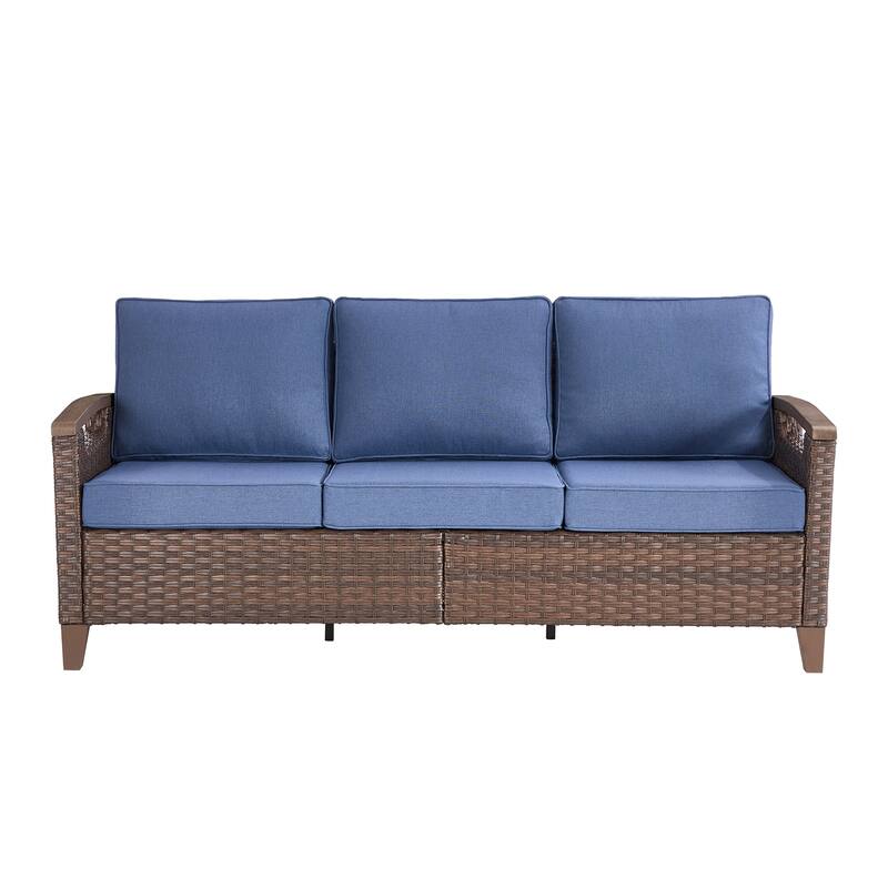 Pocassy Outdoor Brown Wicker Funitre with Cushion Set