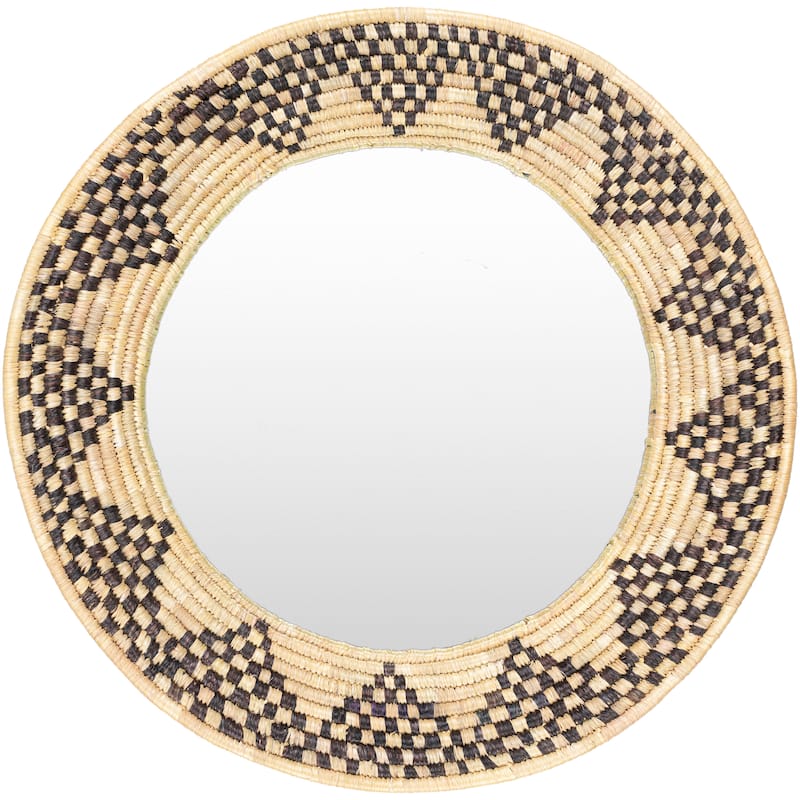 Livabliss Elys Woven Grass Boho Round Mirror
