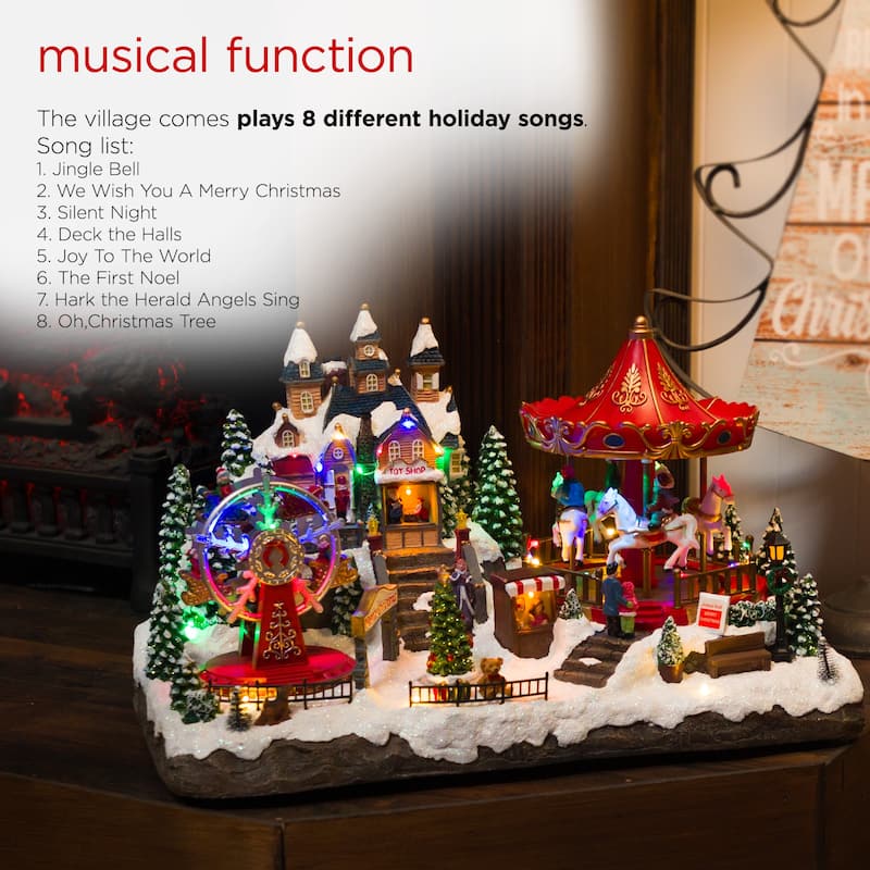 Alpine Corporation Christmas Winter Wonderland Set with LED Lights and Music
